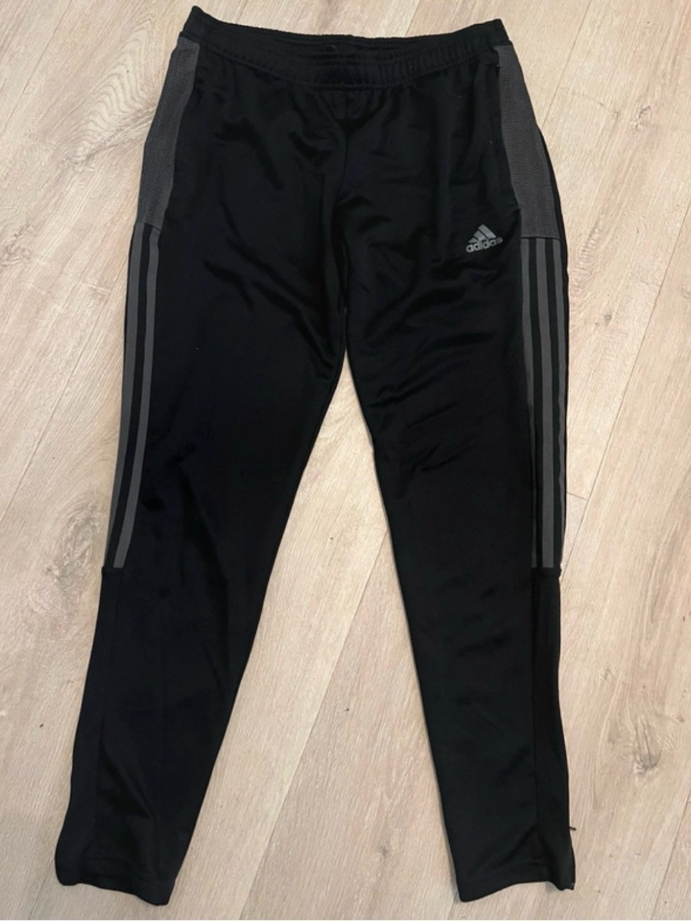 adidas Black Men’s Joggers with Gray Stripe Accents